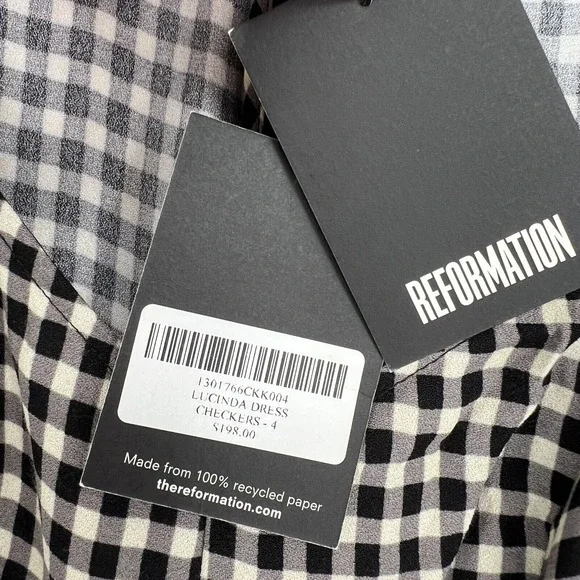 Reformation Dress Womens 4 Lucinda Milk Maid Gingham Mini Sundress‎ 90s Grunge - Picture 4 of 5